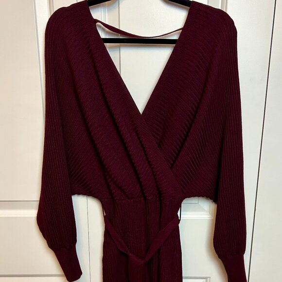 Bergame Burgundy | Knitted Wrap Dress - Picture 6 of 10